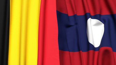 Çad ve LAOS bayrakları gerçekçi kumaş dokusuyla