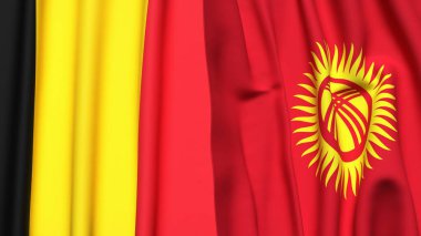 Çad ve KYRGYZSTAN bayrakları gerçekçi kumaş dokusuyla