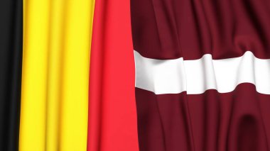 Çad ve LATVIA bayrakları gerçekçi kumaş dokusuyla