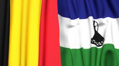 Çad ve LESOTHO bayrakları gerçekçi kumaş desenli