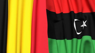 Çad ve LIBYA bayrakları gerçekçi kumaş dokusuyla