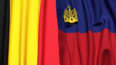 Çad ve LEECHTENSTEIN bayrakları gerçekçi kumaş dokusuyla