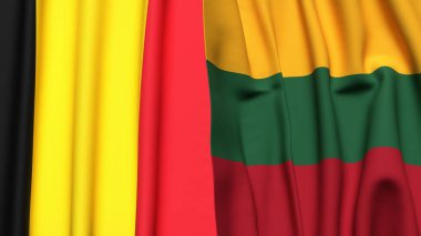 Çad ve LithUANIA bayrakları gerçekçi kumaş dokusuyla