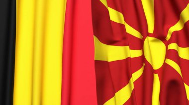 Çad ve MACEDONIA bayrakları gerçekçi kumaş dokusuyla