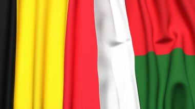 Çad ve MADAGASCAR bayrakları gerçekçi kumaş dokusuyla