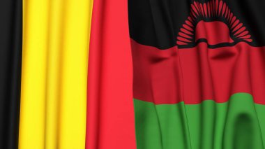 Çad ve MALAWI bayrakları gerçekçi kumaş dokusuyla