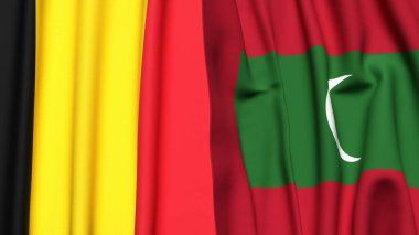 Çad ve MALDIVES bayrakları gerçekçi kumaş dokusuyla