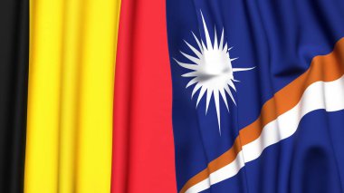 Çad ve MARSHALL Adaları bayrakları gerçekçi kumaş dokusuyla