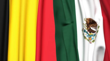 Çad ve MEXICO bayrakları gerçekçi kumaş dokusuyla