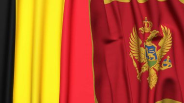 Çad ve MonteneGRO bayrakları gerçekçi kumaş dokusuyla