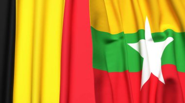 Çad ve Myanmar 'ın gerçekçi kumaşlı bayrakları