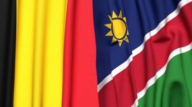 Çad ve NAMIBIA bayrakları gerçekçi kumaş dokusuyla