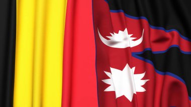 Çad ve NEPAL bayrakları gerçekçi kumaş dokusuyla