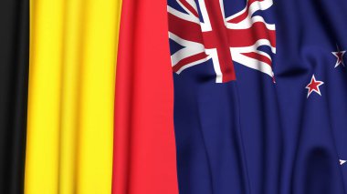 Çad ve YENİ ZEALAND bayrakları gerçekçi kumaş dokusuyla