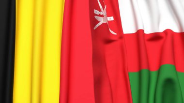Çad ve OMAN bayrakları gerçekçi kumaş dokusuyla