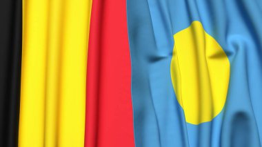 Çad ve PALAU bayrakları gerçekçi kumaş dokusuyla