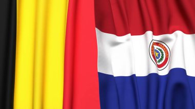 Çad ve PARAGUAY bayrakları gerçekçi kumaş dokusuyla