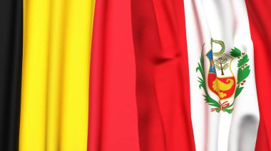 Çad ve Peru 'nun gerçekçi kumaşlı bayrakları