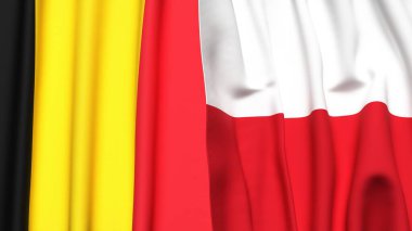 Çad ve POLAND bayrakları gerçekçi kumaş dokusuyla