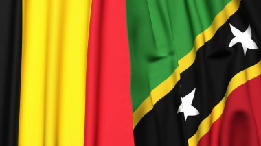 Chad ve Saint Kitts 'in bayrakları gerçekçi kumaş desenli.