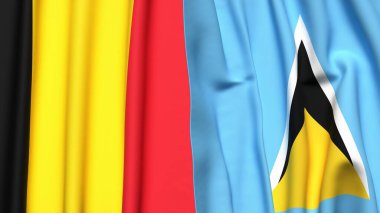 Çad ve SaINT LUCIA bayrakları gerçekçi kumaş dokusuyla