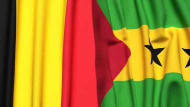 Çad ve SAO TOME bayrakları gerçekçi kumaş dokusuyla
