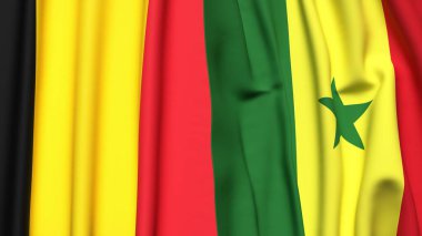 Çad ve SENeGAL bayrakları gerçekçi kumaş dokusuyla