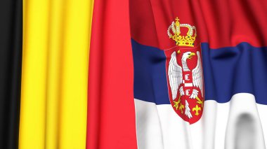 Çad ve SERBIA bayrakları gerçekçi kumaş dokusuyla