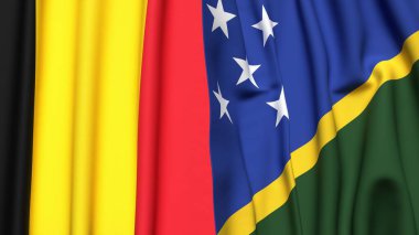 Çad ve SOLOMON Adaları bayrakları gerçekçi kumaş dokusuyla