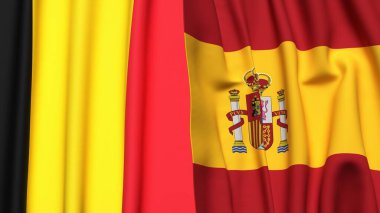 Çad ve İspanya bayrakları gerçekçi kumaş dokusuyla