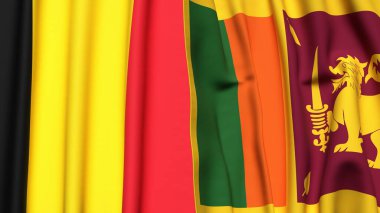 Çad ve SRI LANKA bayrakları gerçekçi kumaş dokusuyla