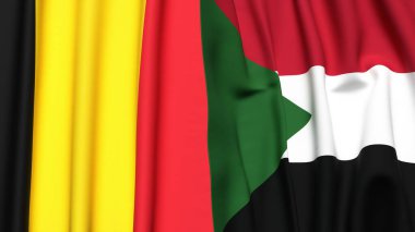 Çad ve SuDAN bayrakları gerçekçi kumaş dokusuyla