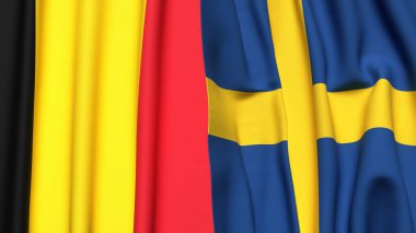 Çad ve SWEDEN bayrakları gerçekçi kumaş dokusuyla