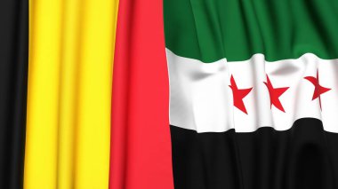 Çad ve SyRIA bayrakları gerçekçi kumaş dokusuyla