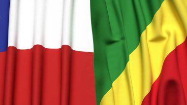 Şili ve Kongo 'nun bayrakları gerçekçi kumaşlı R harfi