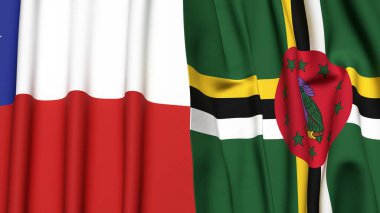 Şili ve DOMINICA bayrakları gerçekçi kumaş dokusuyla