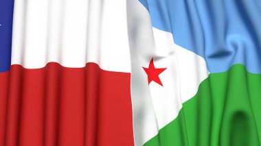 Şili ve DJIBOUTI bayrakları gerçekçi kumaş dokusuyla