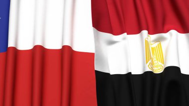 Şili ve EGYPT bayrakları gerçekçi kumaş dokusuyla
