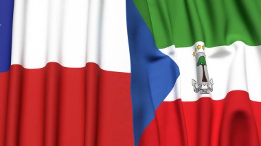 Şili ve Eşitlikçi Guinea bayrakları gerçekçi kumaş dokusuyla