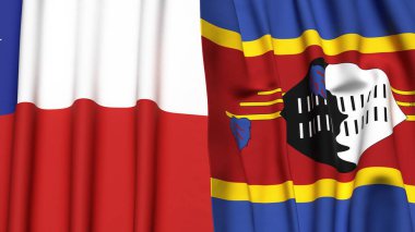 Şili ve Eswatini bayrakları gerçekçi kumaş desenli.