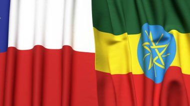 Şili ve ETHIOPIA bayrakları gerçekçi kumaş dokusuyla