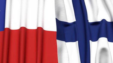 Şili ve FINLAND bayrakları gerçekçi kumaş dokusuyla