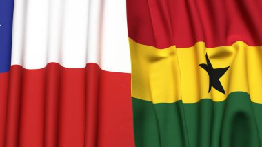 Şili ve GANA bayrakları gerçekçi kumaş dokusuyla