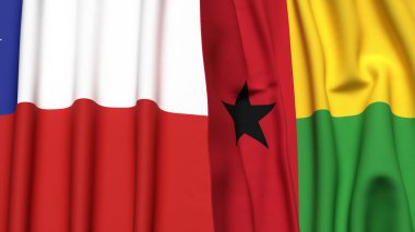 Şili ve Guinea-BISSAU bayrakları gerçekçi kumaş dokusuyla
