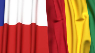 Şili ve Guinea bayrakları gerçekçi kumaş dokusuna sahiptir.