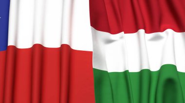 Şili ve HUNGARY bayrakları gerçekçi kumaş dokusuyla