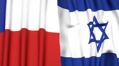 Şili ve İsrail bayrakları gerçekçi kumaş dokusuyla