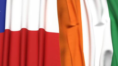 Şili ve IVORY Kıyı Bayrakları gerçekçi kumaş dokusuyla