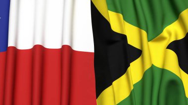 Şili ve JAMAICA bayrakları gerçekçi kumaş dokusuyla