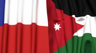 Şili ve JORDAN bayrakları gerçekçi kumaş dokusuyla